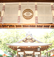 護王神社「水引き暖簾（のれん）」